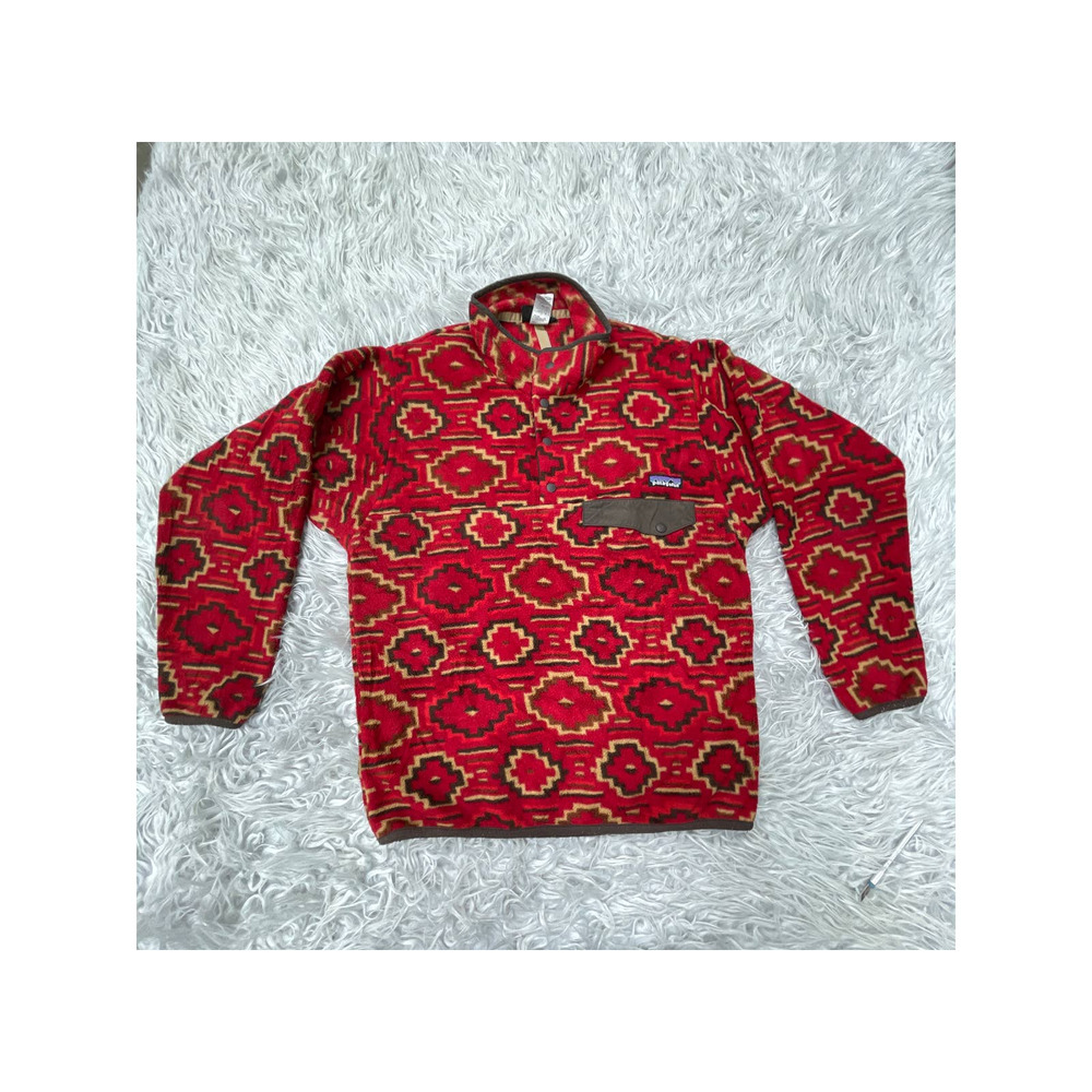 Patagonia Snap T Synchilla Aztec Pullover Sweater Southwest Yanaba Molten Lava
